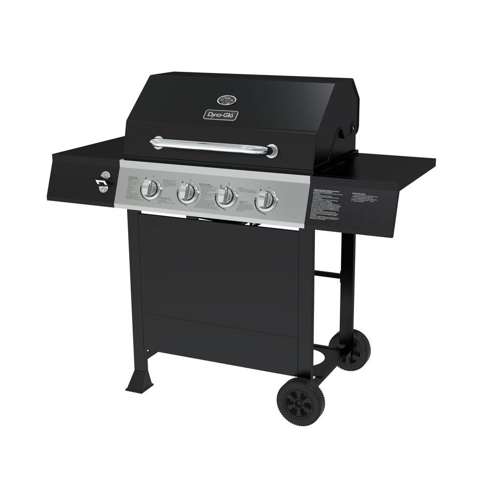 4-Burner Open Cart LP Gas Grill in Black