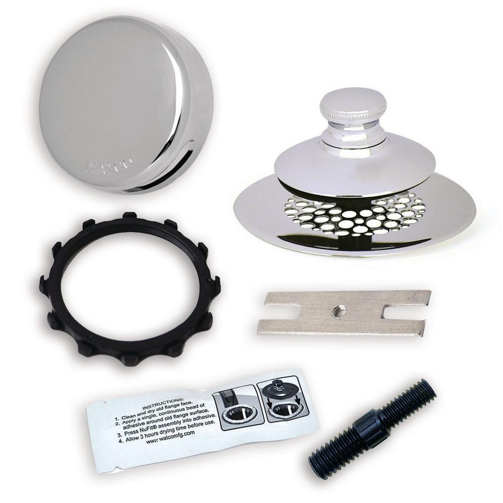 Watco 2 875 In Simpliquick Push Pull Bathtub Stopper Grid Strainer Innovator Overflow Silicone And Composite Pin Chrome