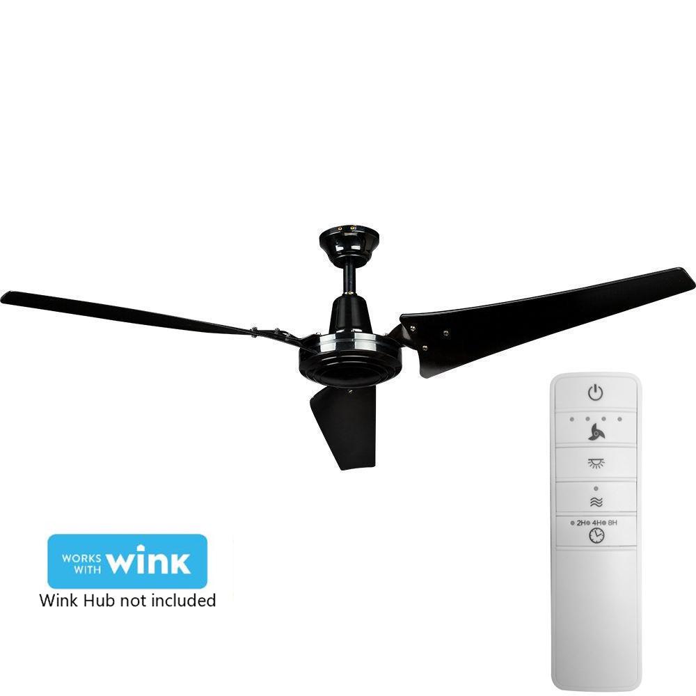 Hampton Bay Industrial 60 In Indoor Black Smart Ceiling Fan With Indoor Black Smart Ceiling Fan With Wall Control And Wink Remote