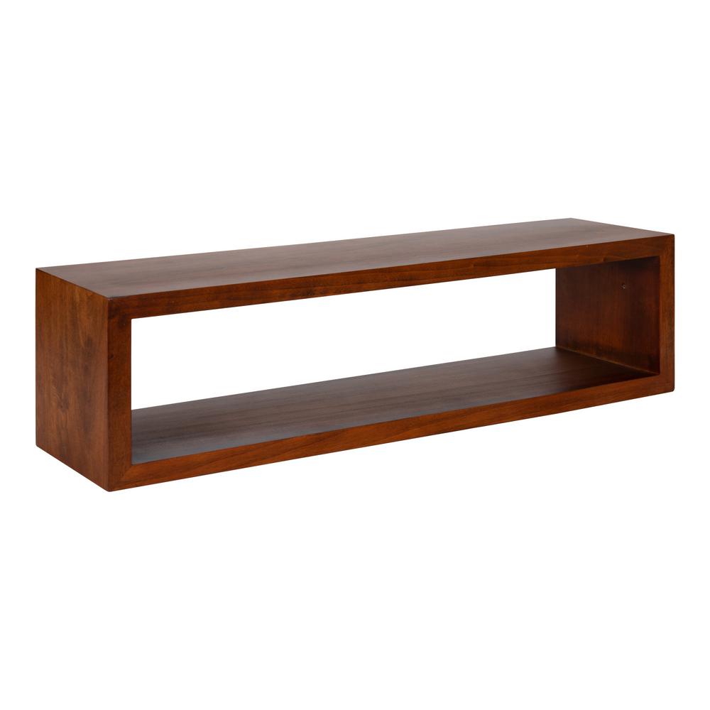 Kate and Laurel Holt 8 in. x 30 in. x 8 in. Walnut Brown Wood Floating
