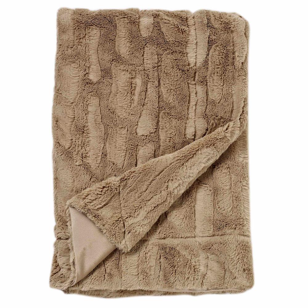 swift home Cozy Taupe Embossed Faux Fur Reverse to Throw