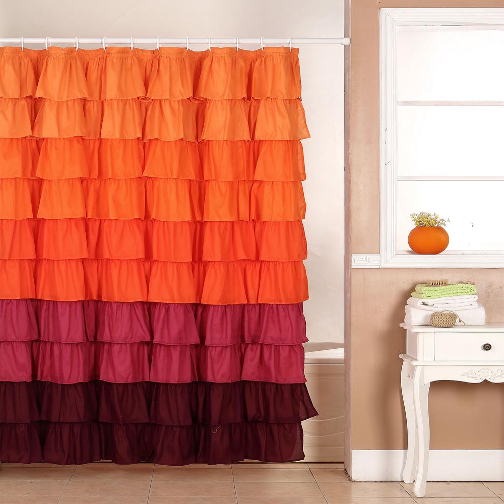 Lavish-Home-72-in.-Ruffle-Shower-Curtain-with-Buttonhole-...