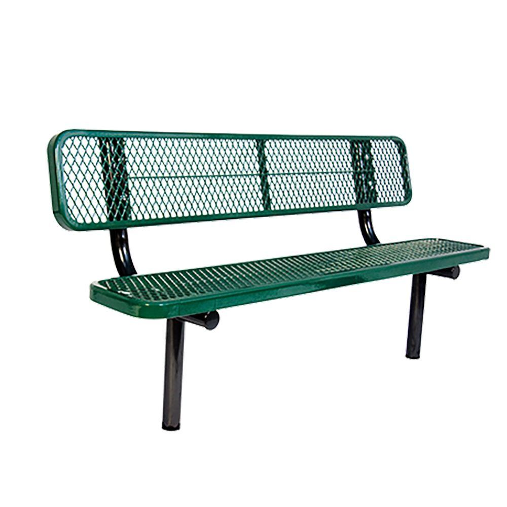 In Ground 6 Ft Green Diamond Commercial Park Bench With Back