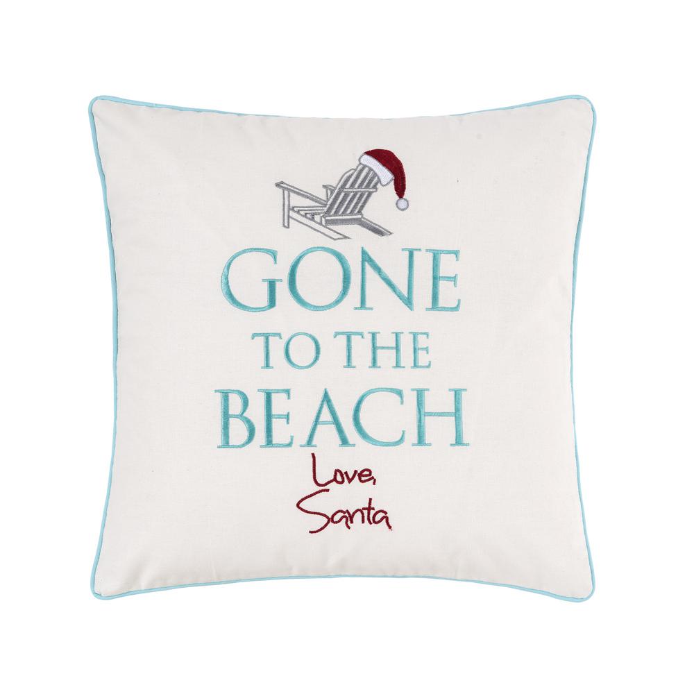 C F Home Gone To The Beach 18 In X 18 In Aqua Standard Pillow