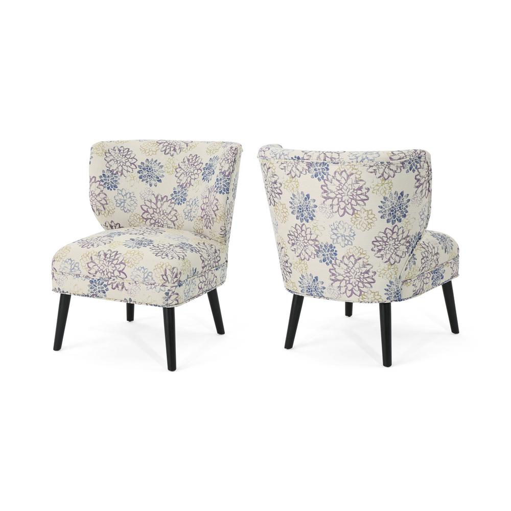 Noble House Desdemona Modern Boho Purple and Green Floral Fabric Accent