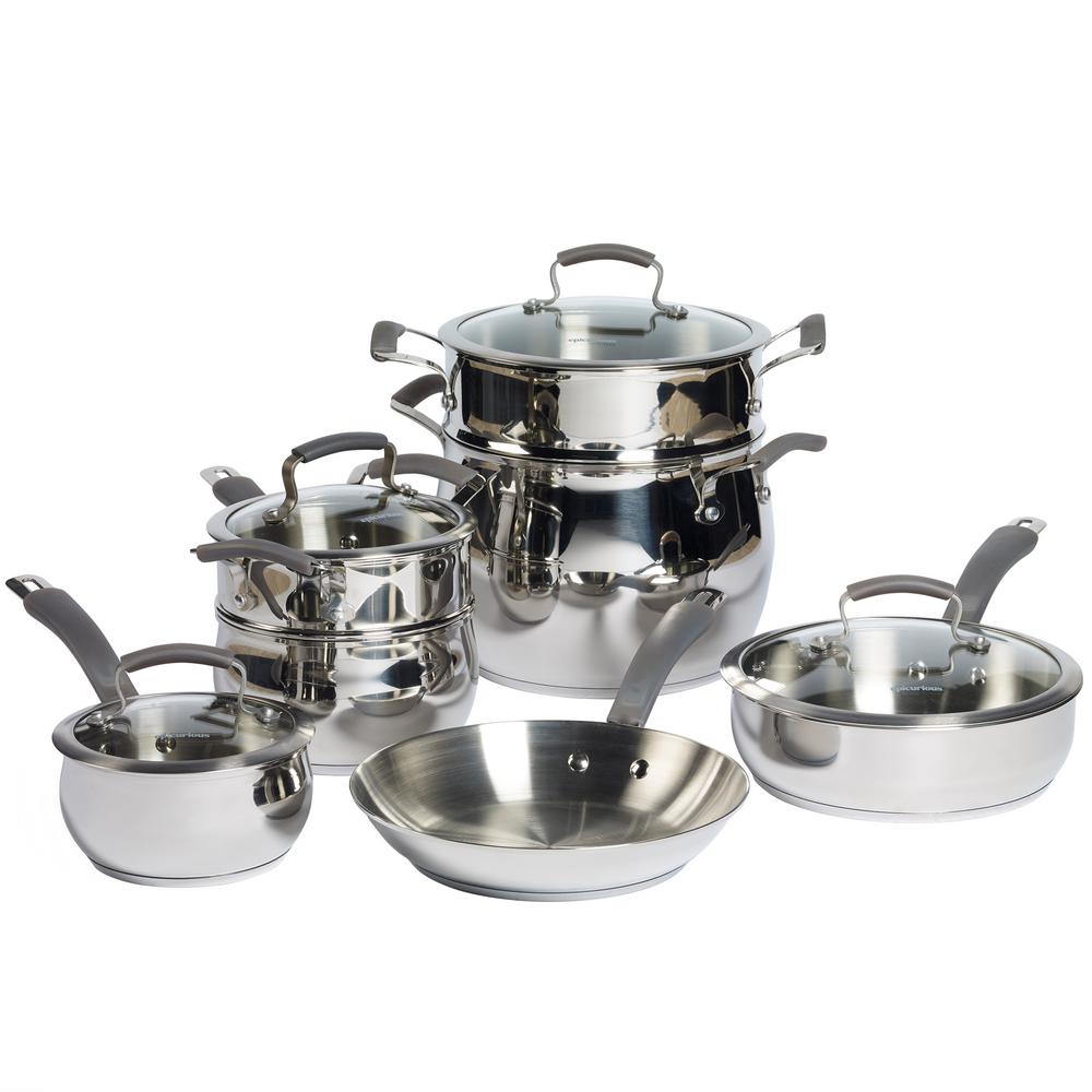 T Fal 12 Piece Precision Ceramic Stainless Steel Cookware Set C718sc64 The Home Depot