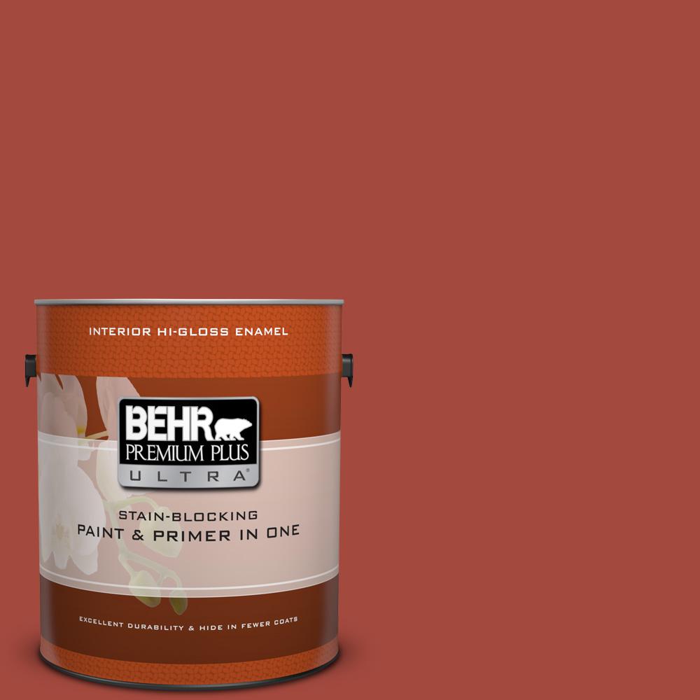Behr Premium Plus Ultra 1 Gal 170d 7 Farmhouse Red Hi Gloss Enamel 170d 7 Farmhouse Red Hi Gloss