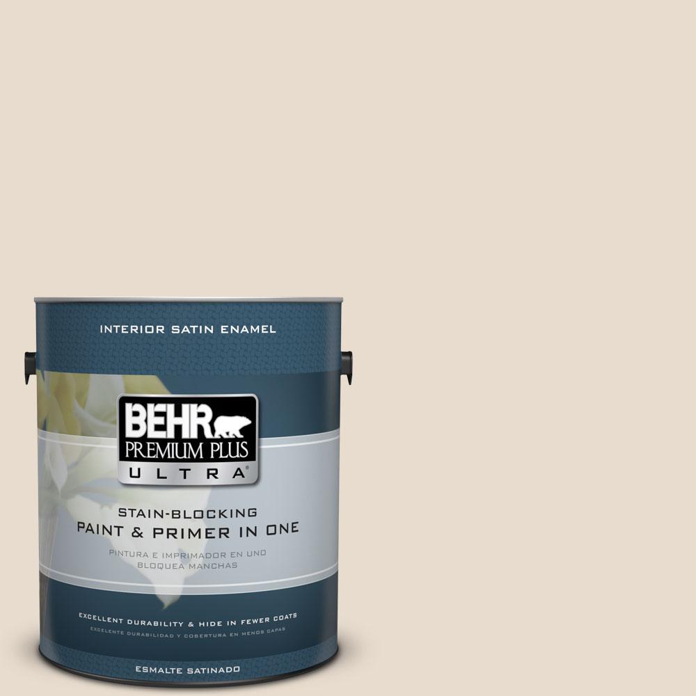 BEHR Premium Plus Ultra 1gal. ORW11 White Mocha Satin Enamel