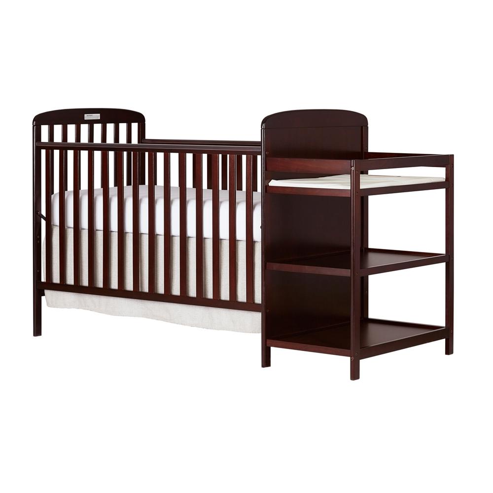 cherry crib with attached changing table