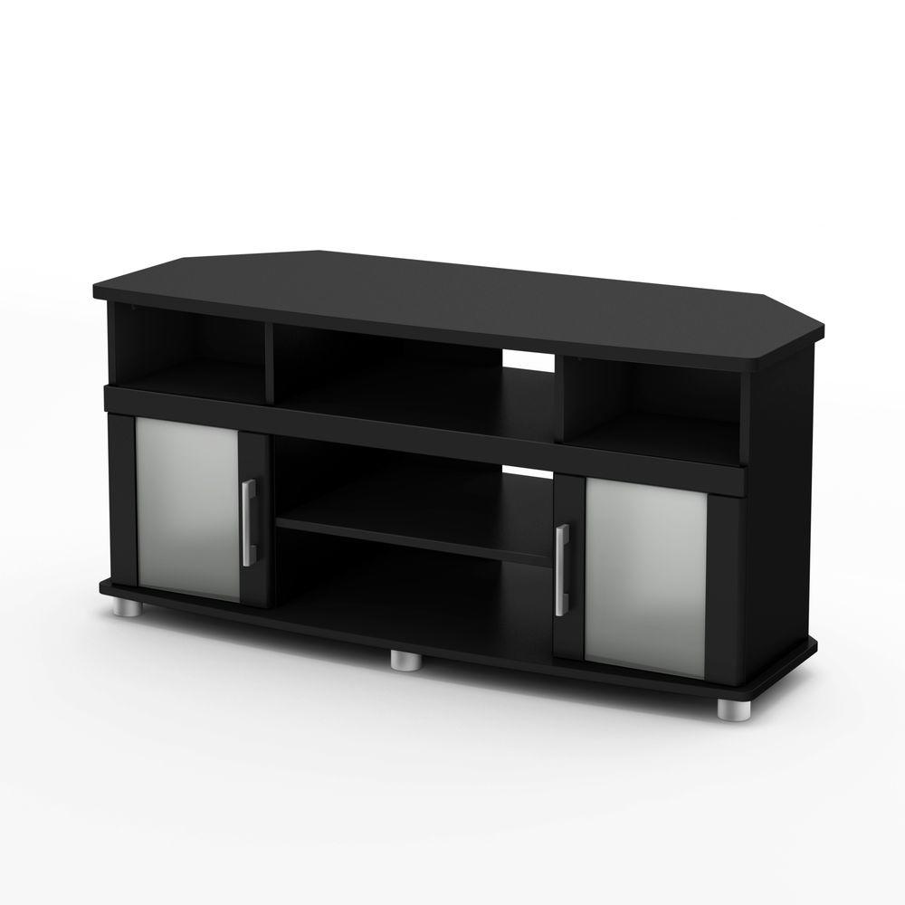 Tv Stand The Home Depot South S City Life Pure Black Storage Entertainment Center 4270690