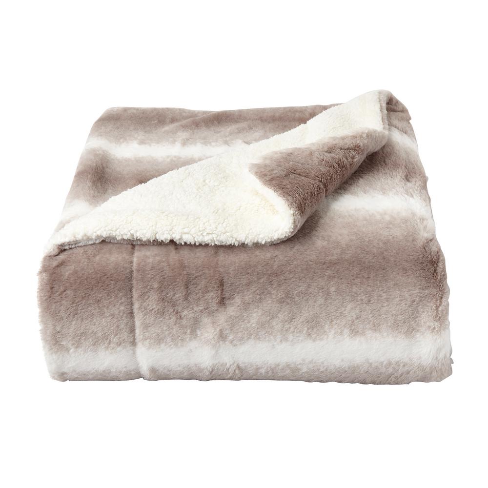 Lavish Home Oversized Faux Fur Cream Beige Hypoallergenic Throw Blanket 66HD Throw026 The Home Depot