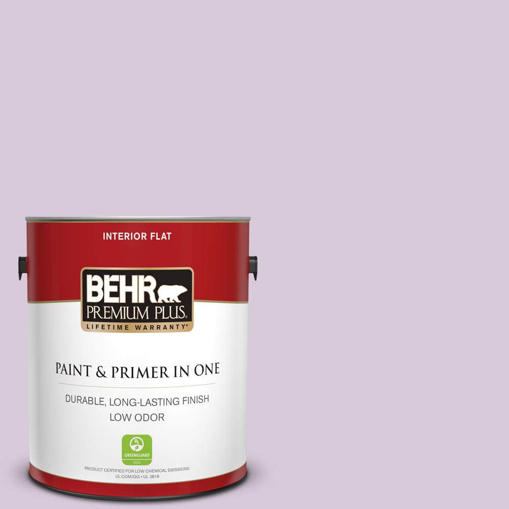 BEHR PREMIUM PLUS 1 gal. 670C3 Purple Cream Flat Low Odor Interior Paint and Primer in One