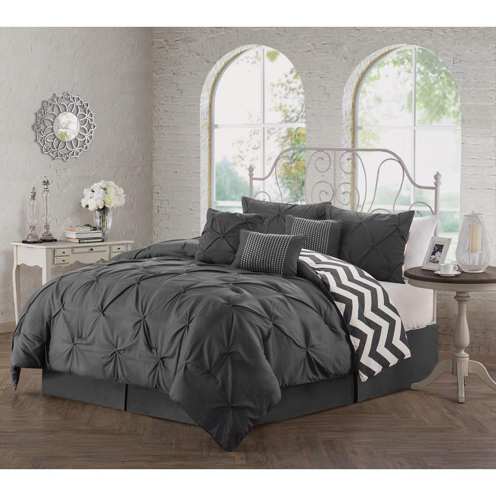 Avondale Manor Ella 7 Piece Charcoal Queen Comforter Set