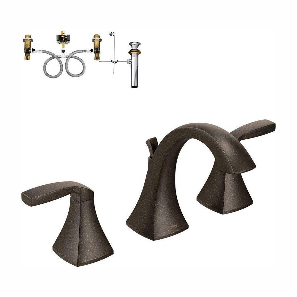 MOEN Voss 8 in. Widespread 2Handle HighArc Bathroom Faucet Trim Kit with Valve in Oil Rubbed