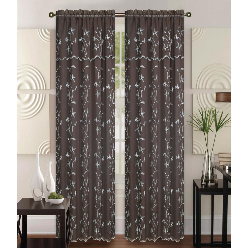 brown and white curtains