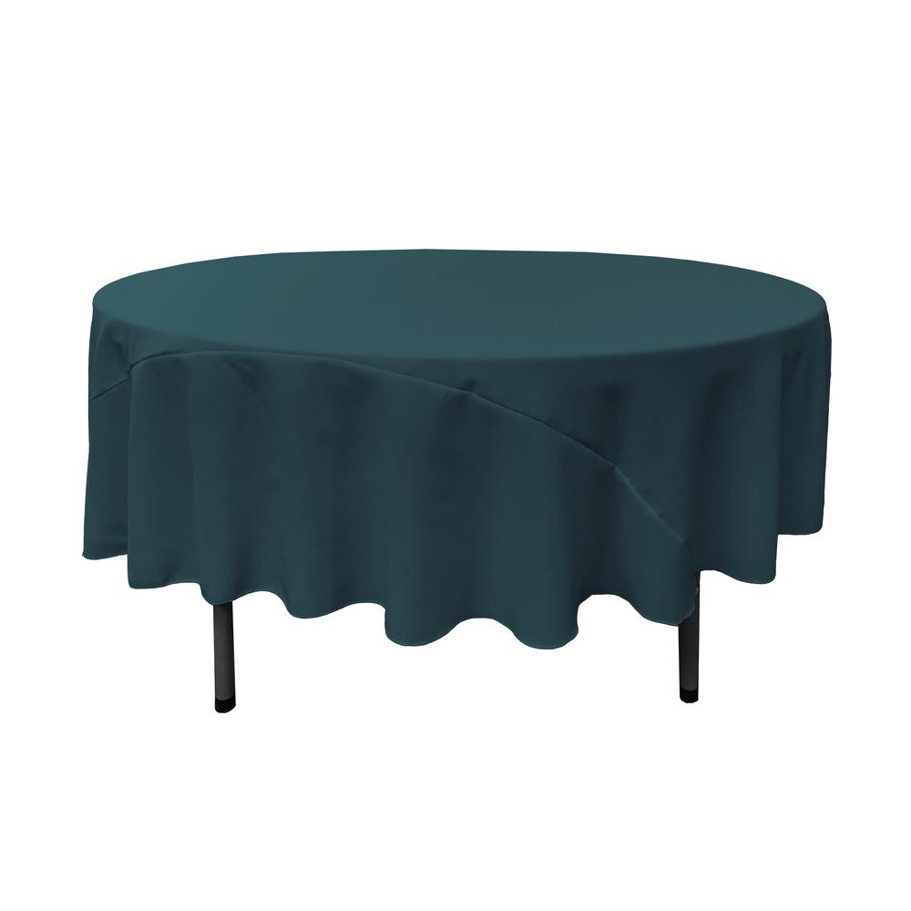 La Linen 90 In Dark Teal Polyester Poplin Round Tablecloth La Linen 90 In Dark Teal Polyester Poplin Round Tablecloth