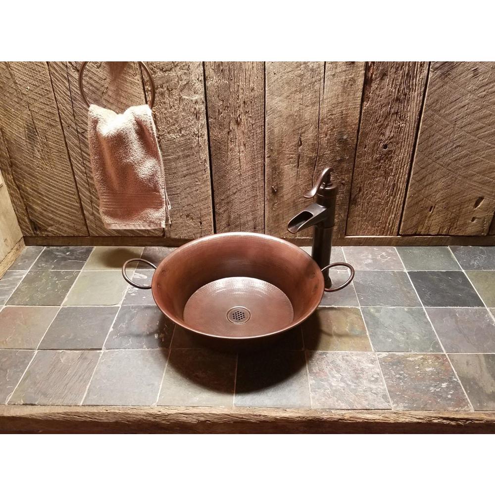Sinkology Pfister All In One Copper Vessel Sink Copernicus Design Kit In Aged Copper With Ashfield Rustic Bronze Vessel Faucet