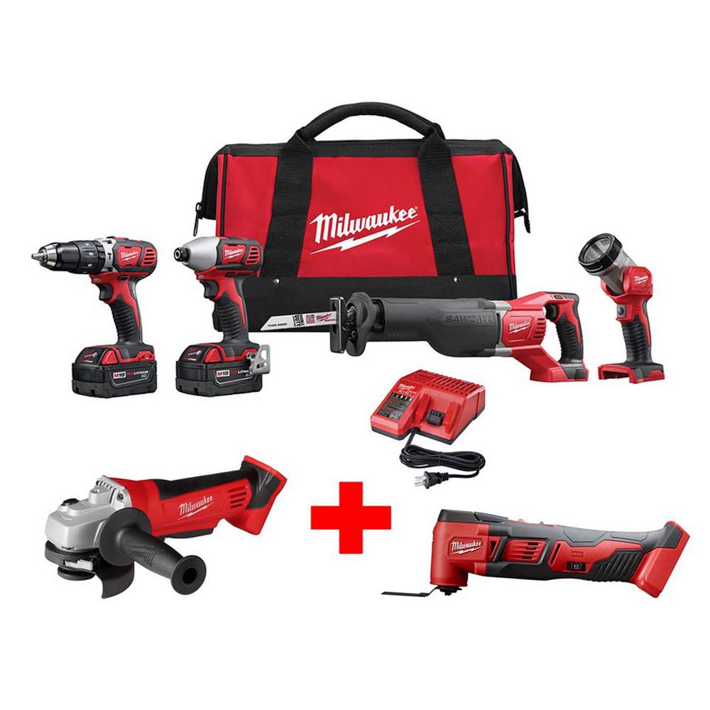 Milwaukee M18 18-Volt Lithium-Ion Cordless Combo Tool Kit (4-Tool) With ...