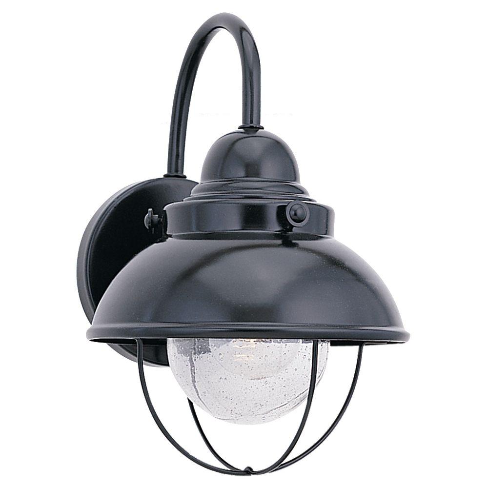 Sea Gull Lighting Sebring 1 Light Black Outdoor 11 25 In Wall