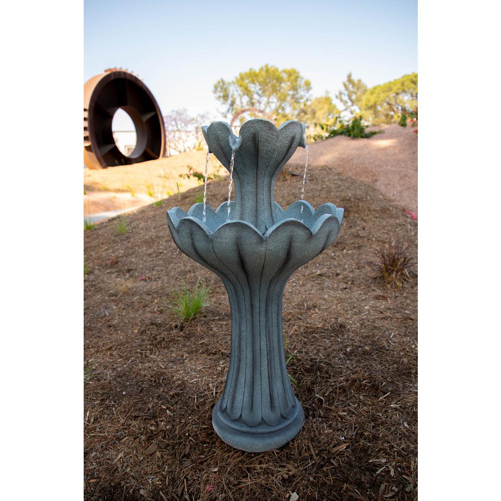 Alpine Corporation 24 In Tall Grey 2 Tier Pedestal Fountain Zen640s Alpine Corporation 24 In Tall Grey 2 Tier Pedestal Fountain