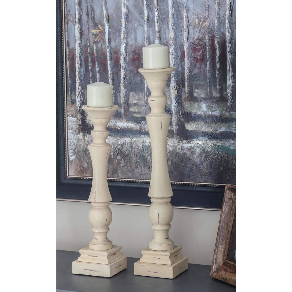 23 In X 6 In Rustic Mango Wood Candle Holder In Distressed White   White Candle Holders 14314 64 300 