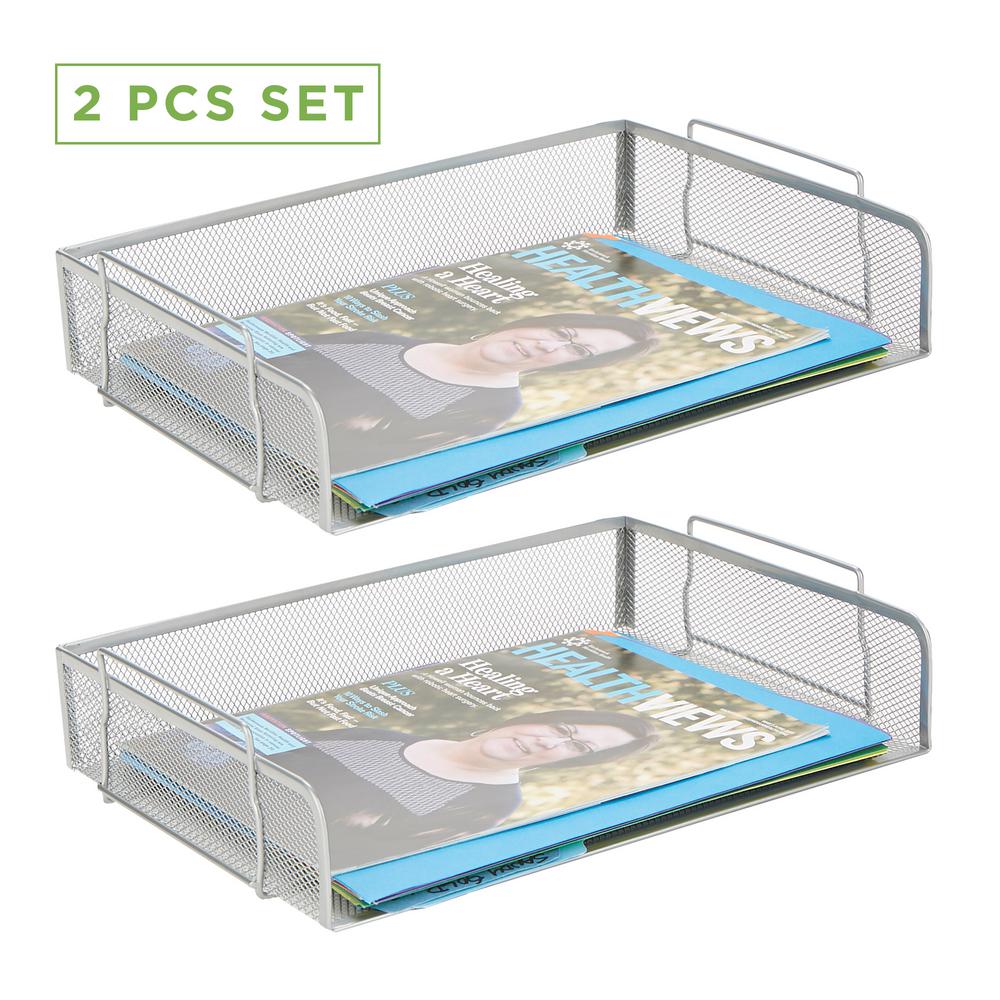 Mind Reader 2 Piece Stackable Letter Tray Side Load Storage Tray
