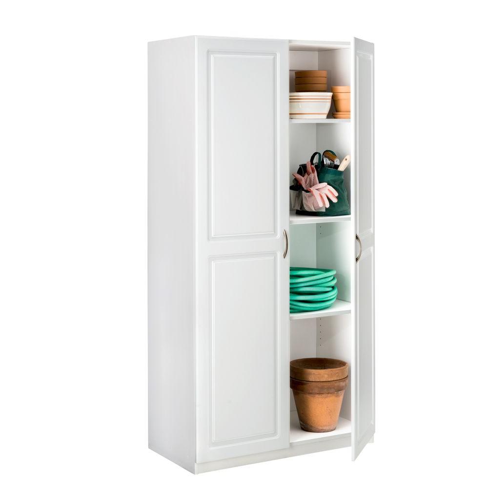 Closetmaid 71 75 In H X 36 In W X 18 625 In D Laminated 2 Door Raised Panel Storage Freestanding Cabinet In White 12316 The Home Depot