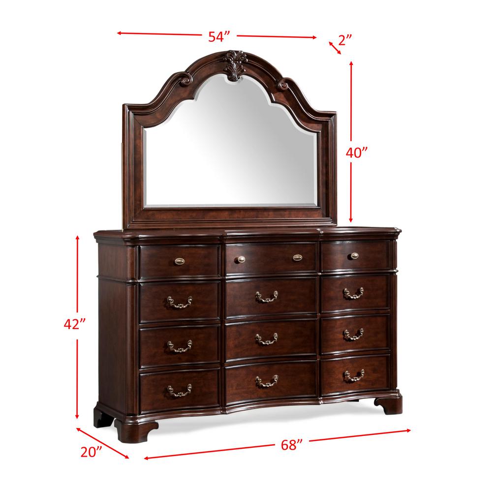 Tomlyn 12 Drawer Dark Cherry Dresser With Mirror