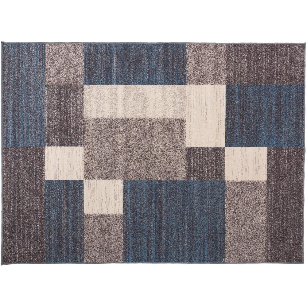 World Rug Gallery Geometric Boxes Design Non-Slip (Non-Skid) Blue 1 ft ...