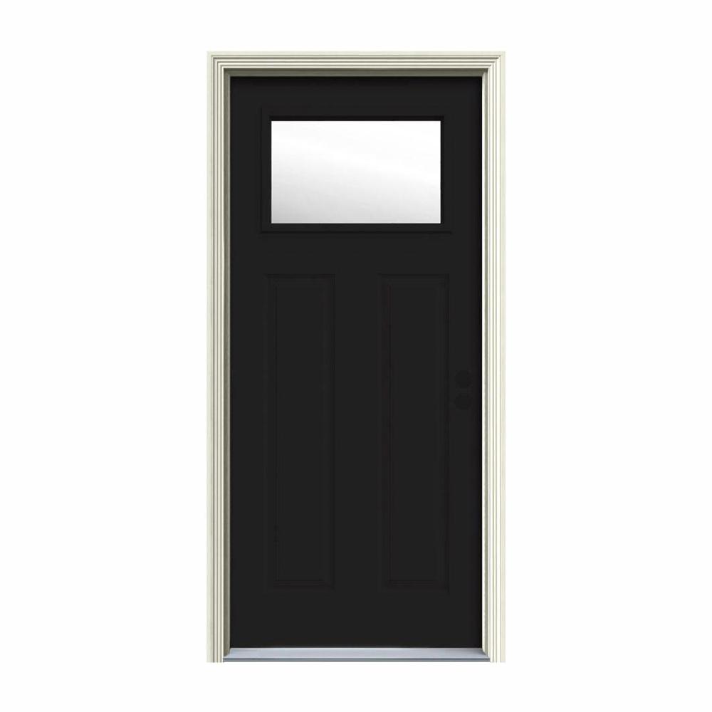 Jeld Wen 30 In X 80 In 1 Lite Craftsman Black Painted Steel