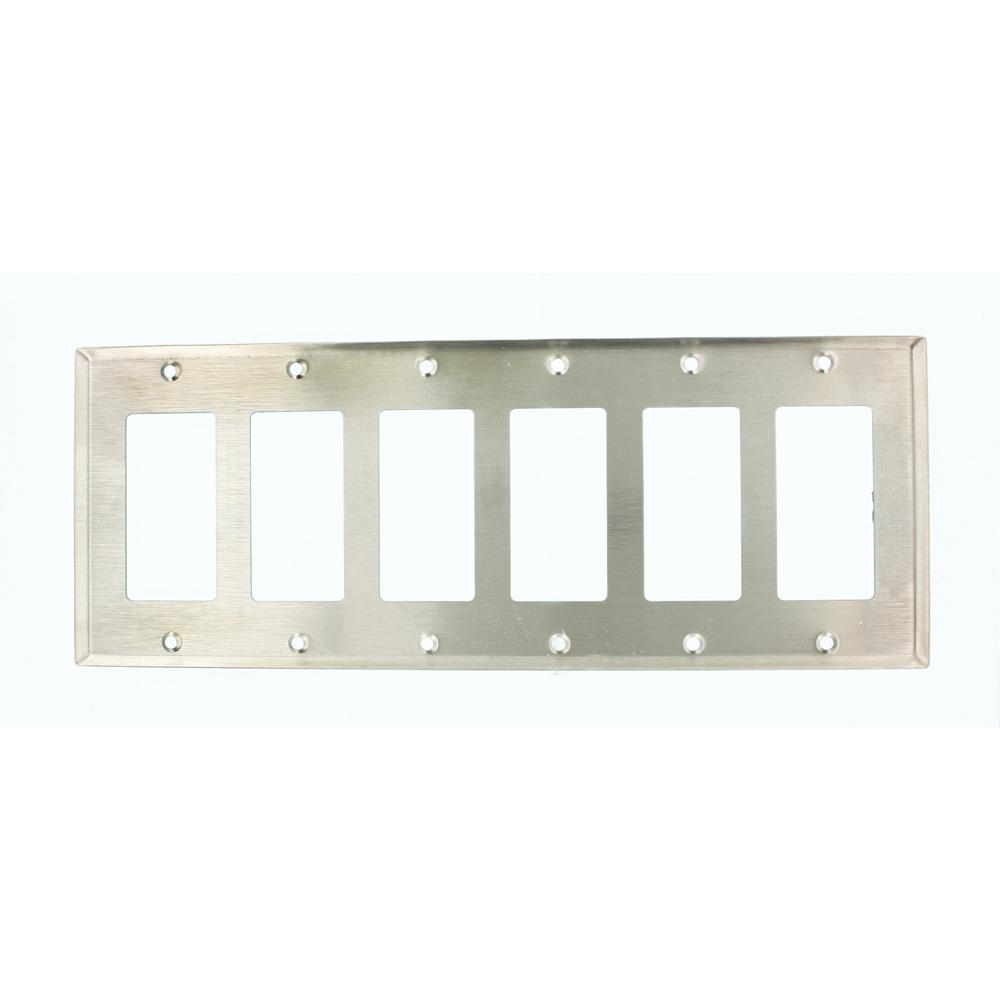 Leviton Stainless Steel 6 Gang Decorator Rocker Wall Plate 1 Pack 84436 40 The Home Depot