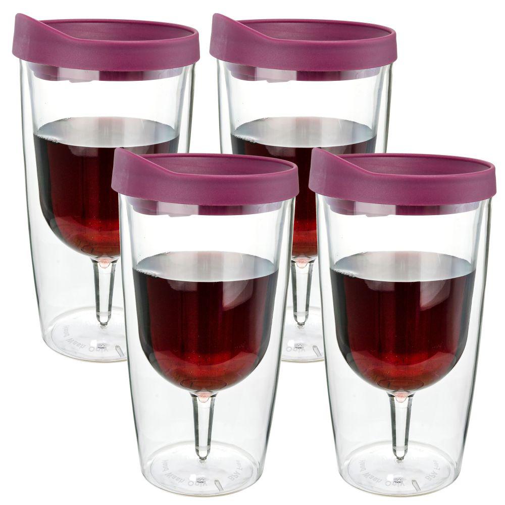 Southern Homewares 4Piece Merlot Red 10 oz. Double Wall Acrylic