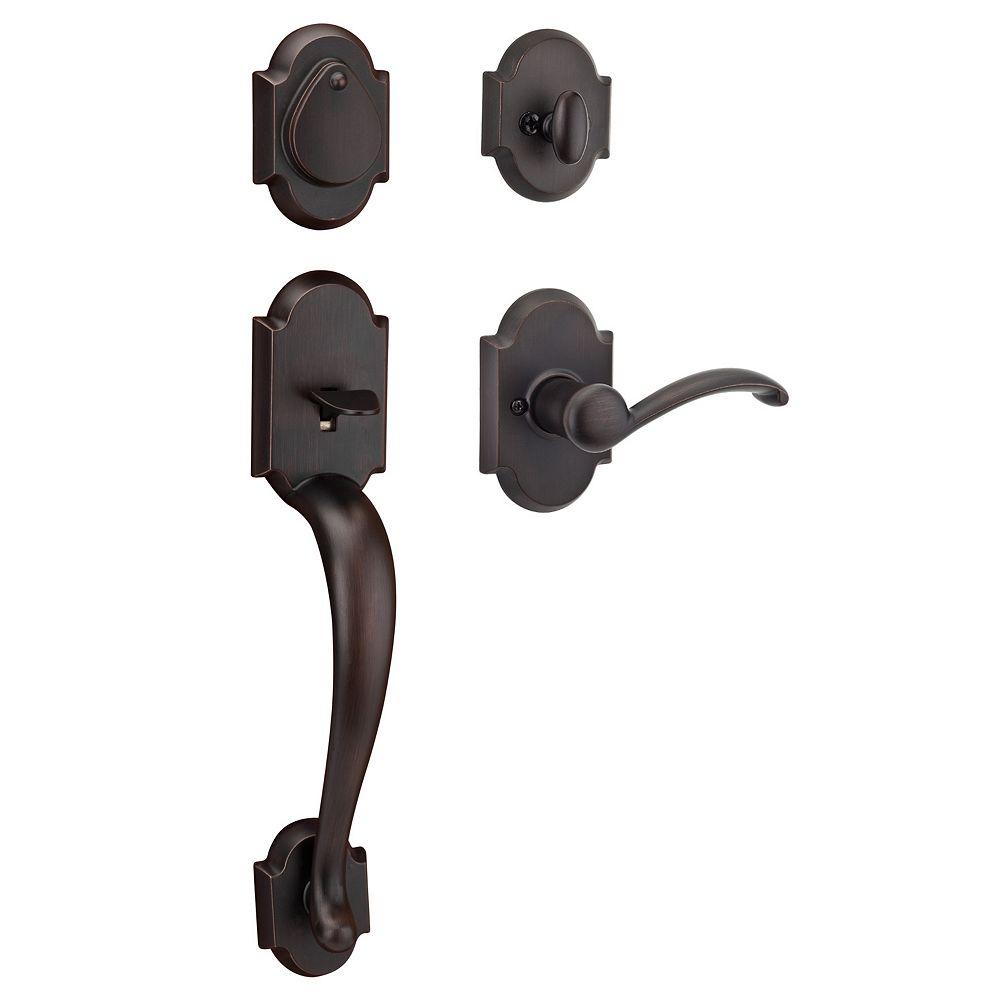 Kwikset Austin Venetian Bronze Single Cylinder Door Handleset With Austin Entry Door Lever Featuring Smartkey Security