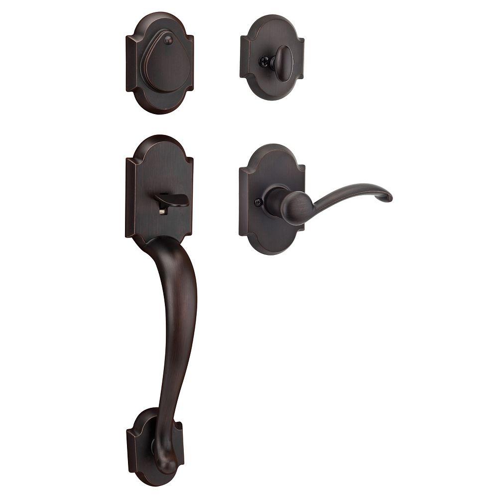 Austin Venetian Bronze Single Cylinder Door Handleset with Austin Entry Door Lever Featuring SmartKey Security