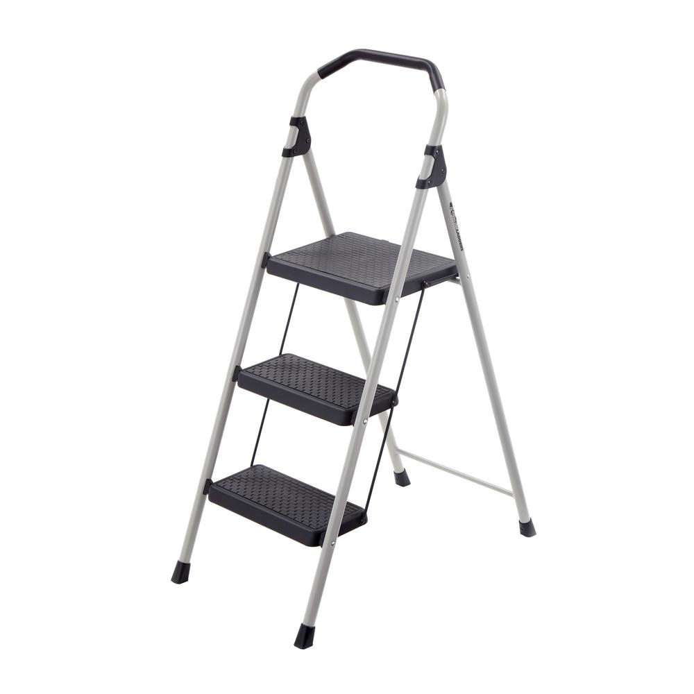 Gorilla Ladders Ladder Accessories Step Stools 3 Step Lightweight Steel Stool Ladder With 225 Lb Load Capacity Type Ii