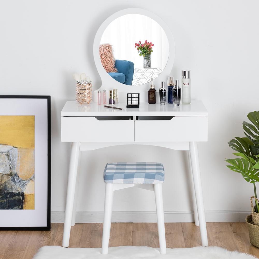 round mirror vanity table