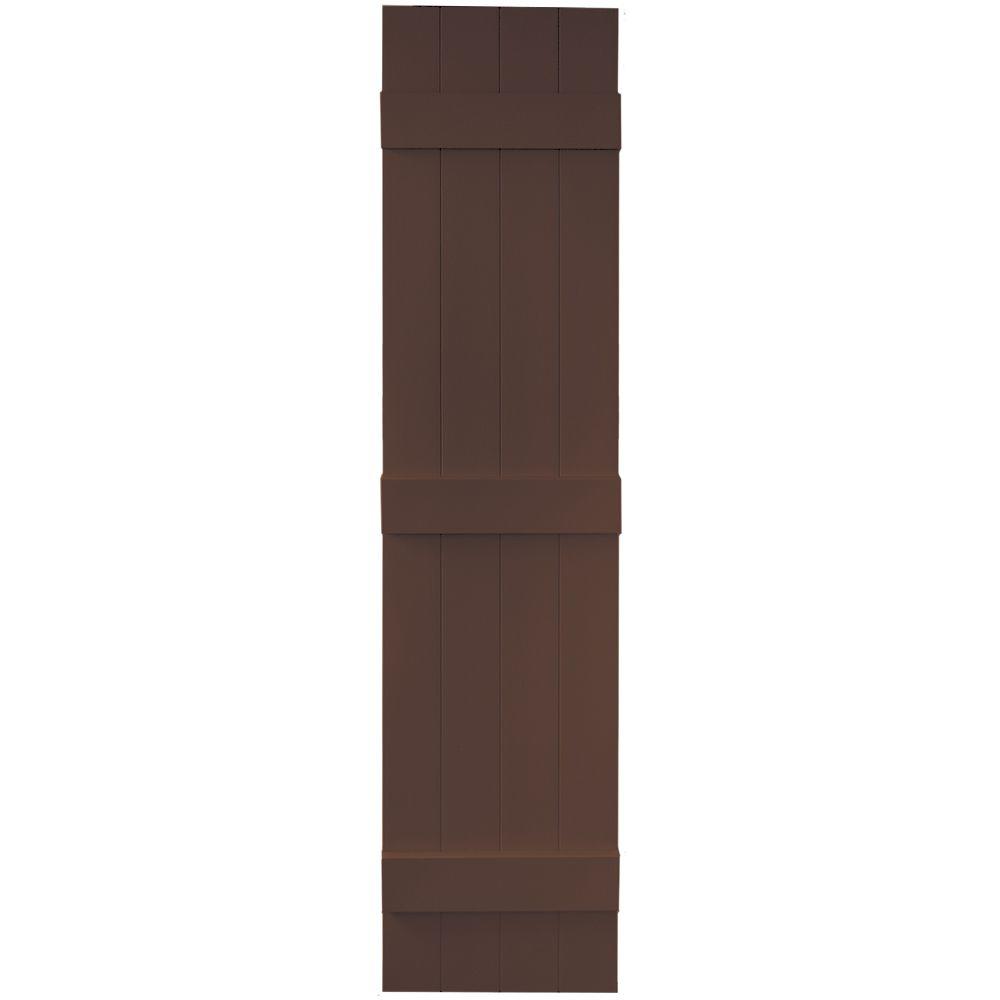 Builders Edge 14 in. x 63 in. BoardNBatten Shutters Pair, 4 Boards