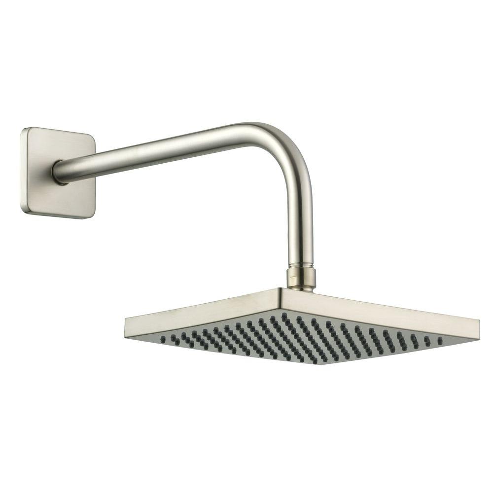 Glacier Bay 1 Spray 8 In Square Showerhead With 12 Stainless Square Showerhead With 12 In Stainless Steel