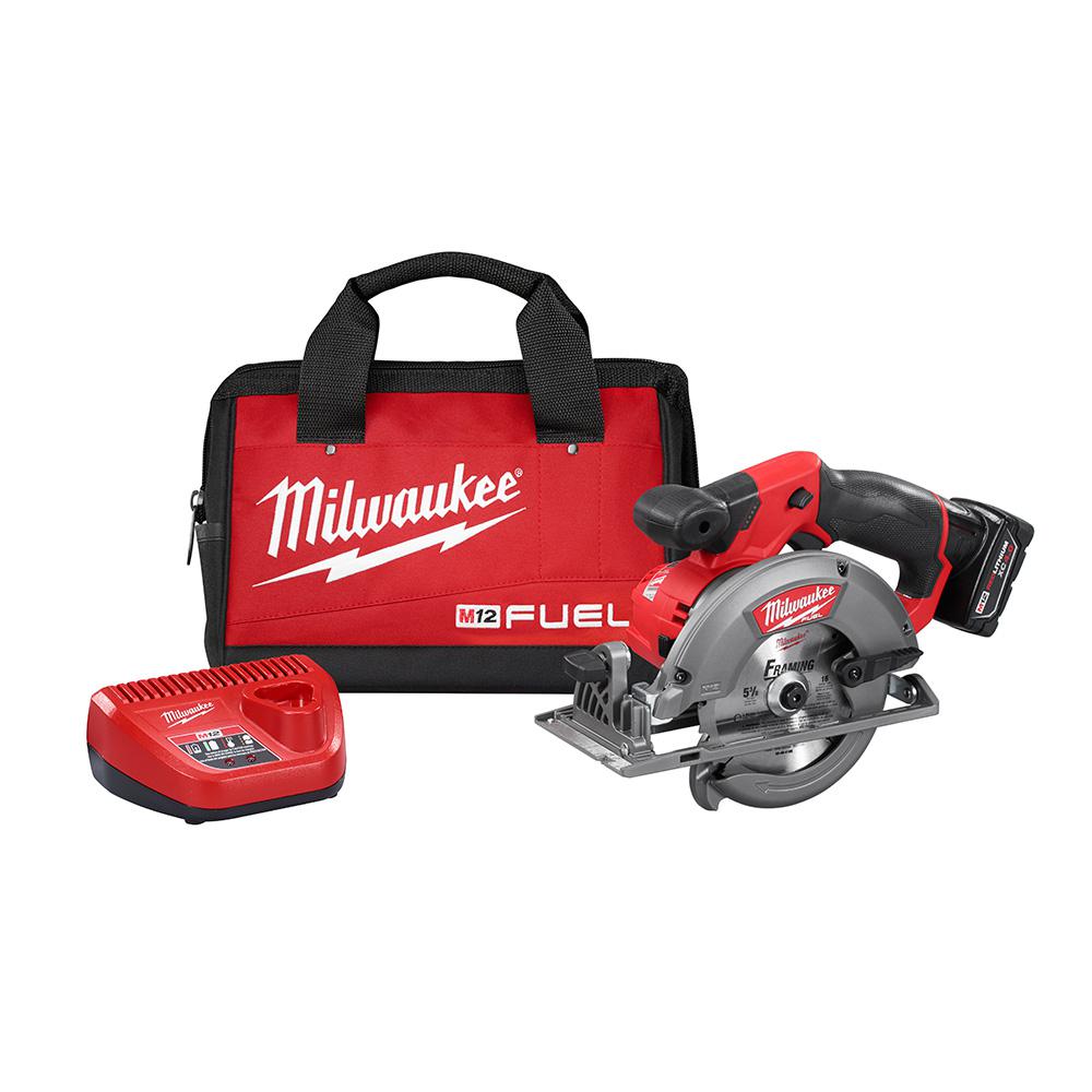 M12 FUEL 12-Volt Lithium-Ion Brushless Cordless 5-3/8 in. Circular Saw Kit w/ (1) 4.0Ah Battery, Charger, Tool Bag