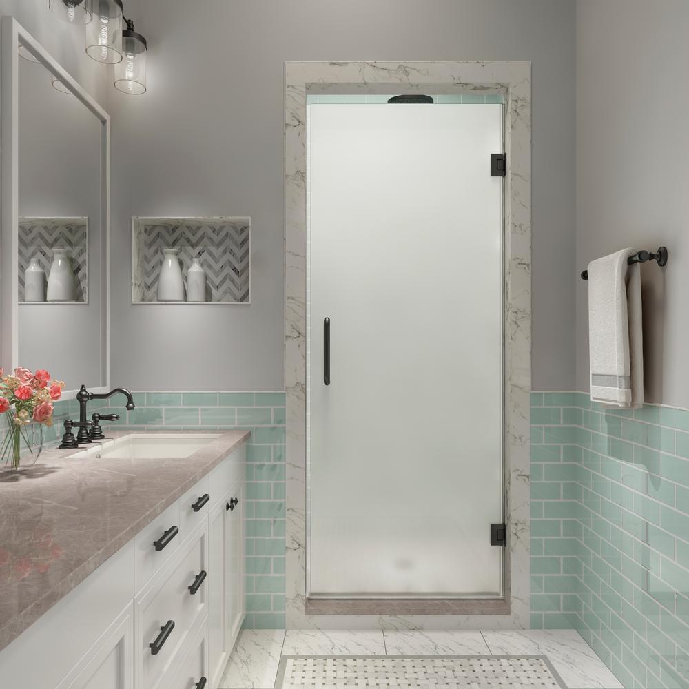 Aston Kinkade Xl 3775 In 3825 In X 80 In Frameless Hinged Shower Door With Ultra Bright 