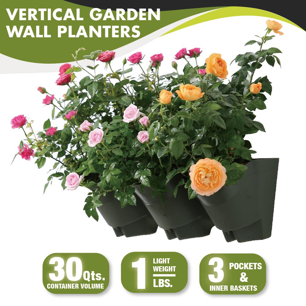 Worth Garden 18 In Self Watering 3 Pockets Vertical Wall Garden