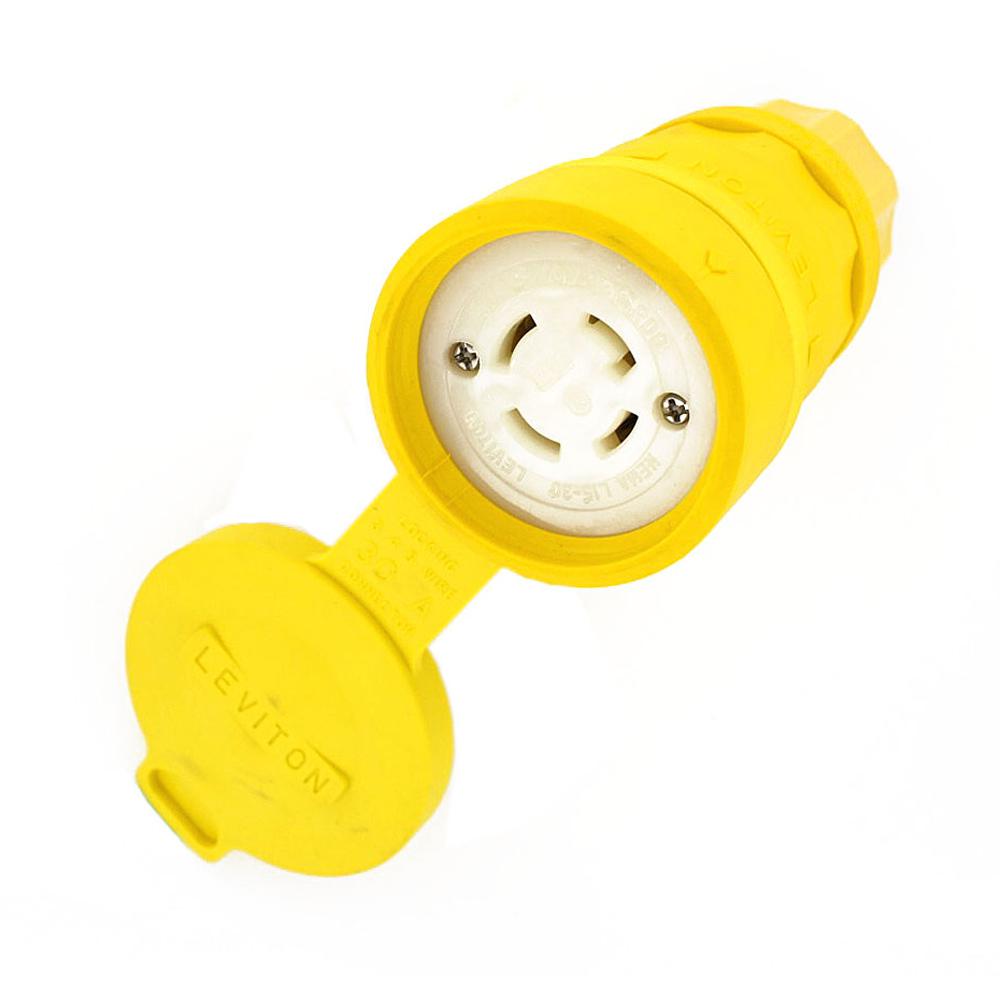 Leviton 30 Amp 250Volt 3Phase Locking Grounding Connector, Yellow29W75 The Home Depot