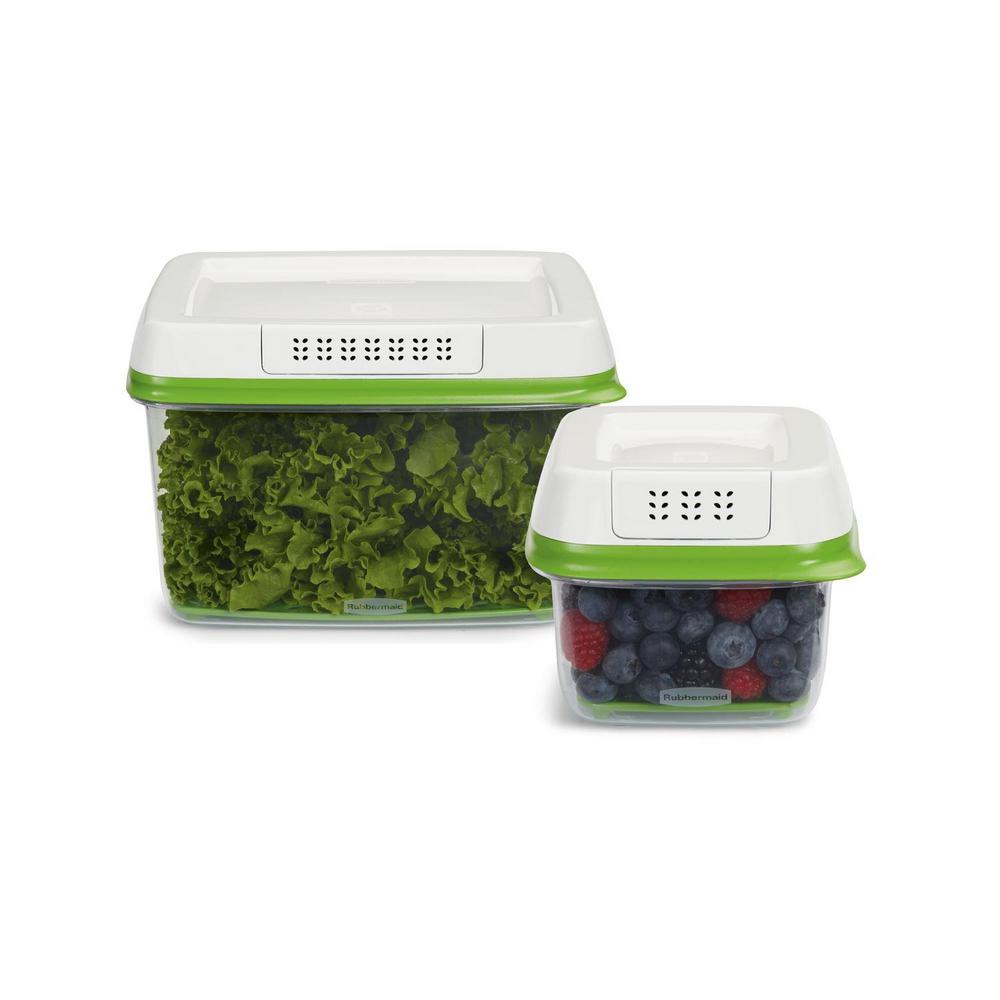 Rubbermaid Fresh Works Produce Saver 2Piece Green Storage Container Set1920521 The Home Depot