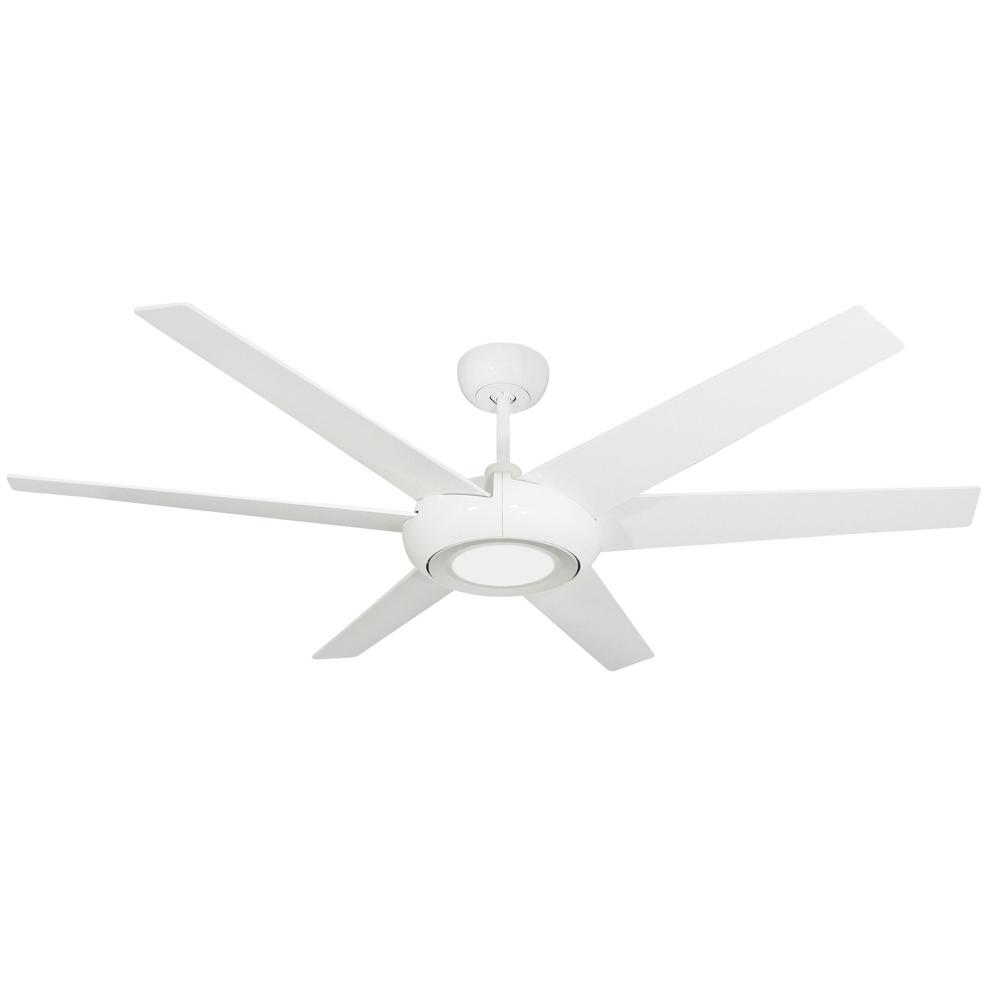 Troposair Elegant 60 In Led Indoor Outdoor Pure White Ceiling Fan With Light And Remote Control