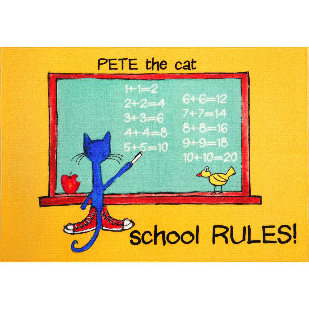 Home Dynamix Pete The Cat Elementary School Rules Multi 35.4 in. x 51 in.  Indoor Area Rug-PELM07 - The Home Depot