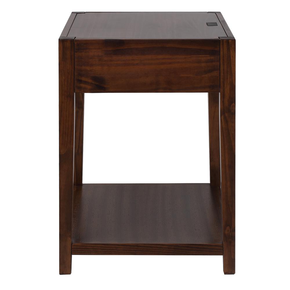 Casual Home Notre Dame Warm Brown Nightstand With Usb Port 649 24 The Home Depot