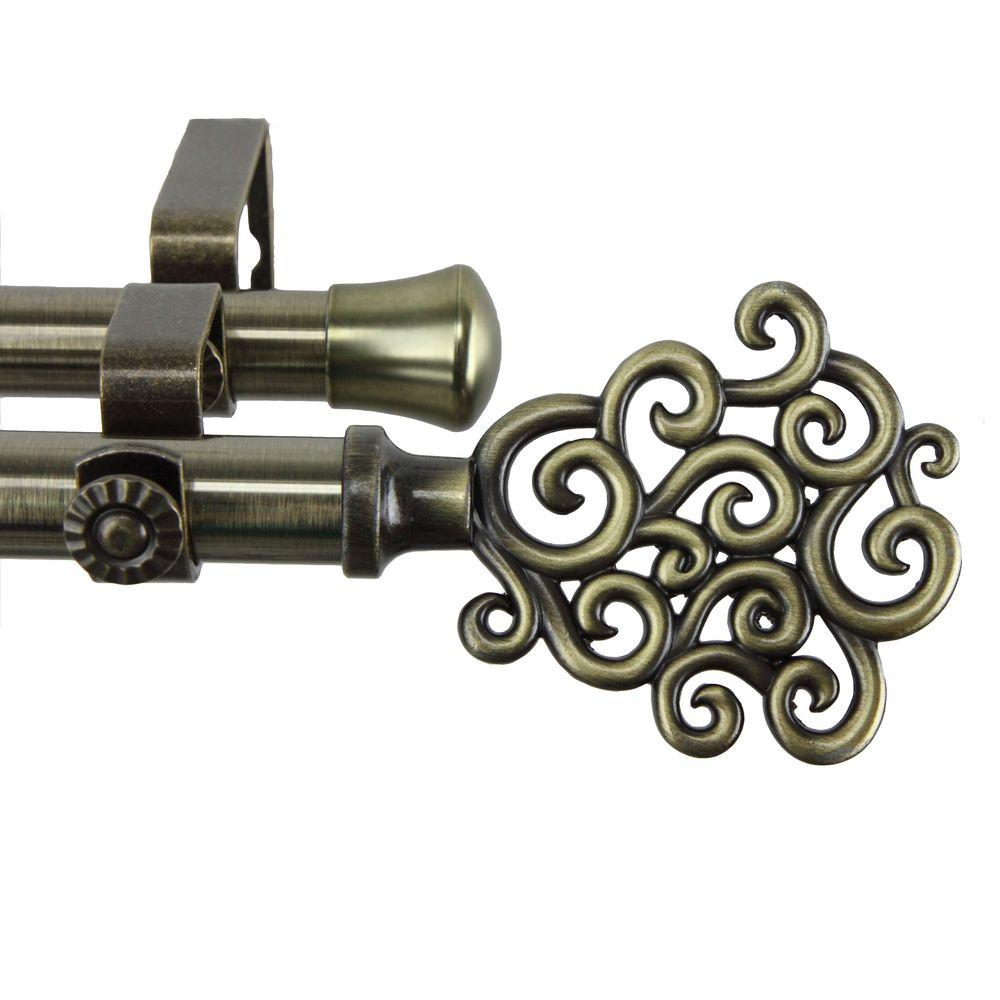 Rod Desyne 48 in. - 84 in. Antique Knob Double Curtain Rod-5703 ...