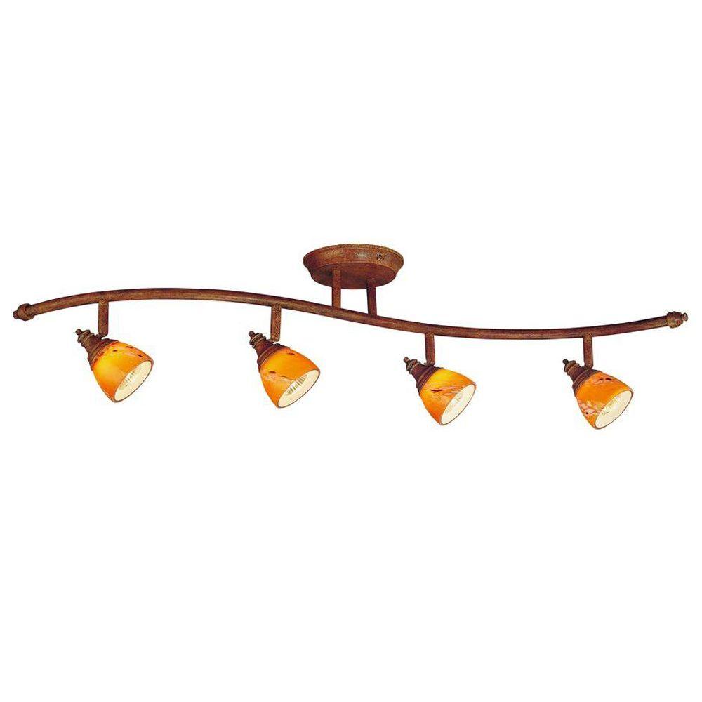 Hampton Bay 4 Light Walnut Ceiling Wave Bar Fixture With Art Gl 4 Light Walnut Ceiling Wave Bar Fixture