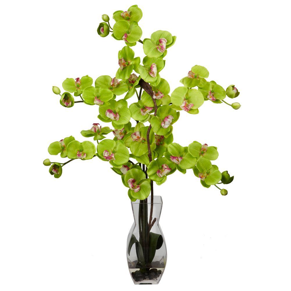 29 In H Green Phalaenopsis With Vase Silk Flower Arrangement 1191 H Green Phalaenopsis With Vase Silk Flower Arrangement
