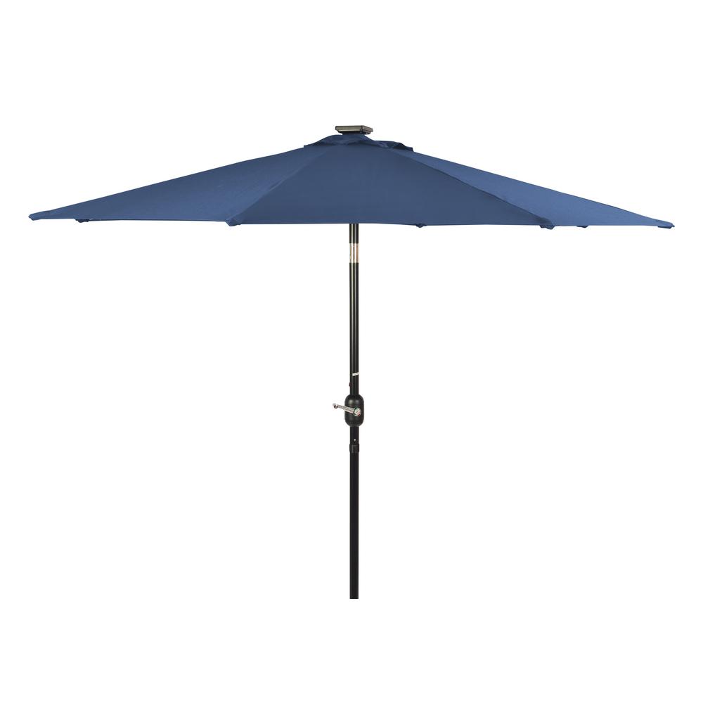 Trademark Innovations 7 Ft Solar Led Patio Umbrella In Blue Umbled7 Bu The Home Depot